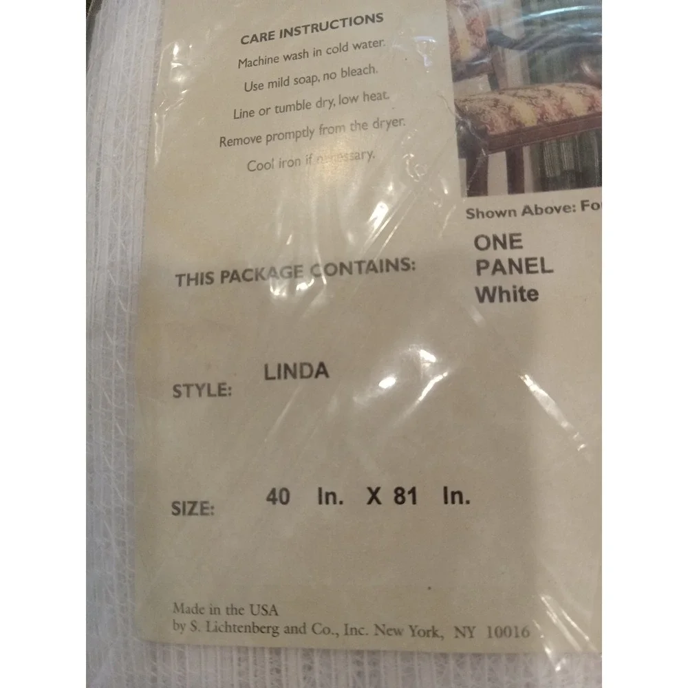 Vintage Leno Stripe White Panel Curtain 40x81 Linda NIP cottagecore farmhouse